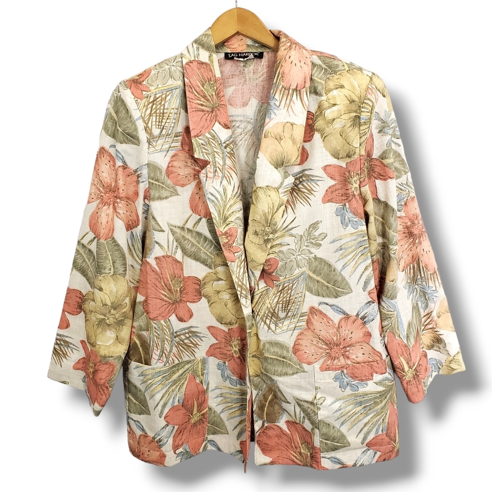Vintage Sag Harbor Light-weight Floral Print Blazer Size 16